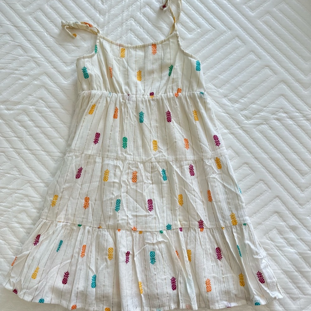 Epic Threads White Dress with Colorful Pineapple Print